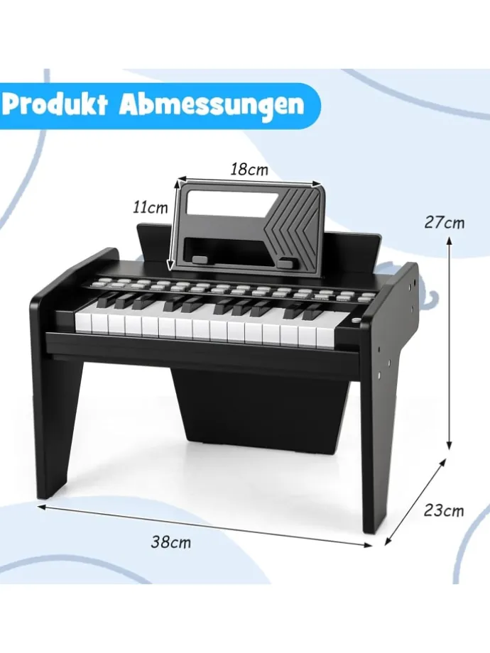 25 Tasten Keyboard Kinder ab 3 Jahren in Schwarz