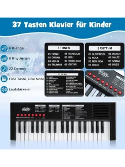 37 Tasten Keyboard Kinder ab 3 Jahren in Schwarz