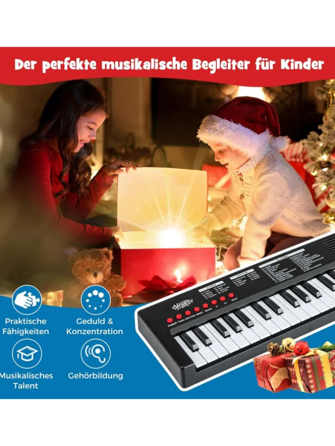 37 Tasten Keyboard Kinder ab 3 Jahren in Schwarz