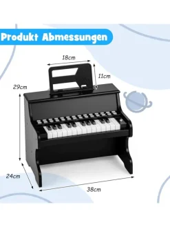 25 Tasten Keyboard Kinder ab 3 Jahren in Schwarz