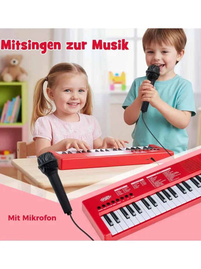 37 Tasten Keyboard Kinder ab 3 Jahren in Rot
