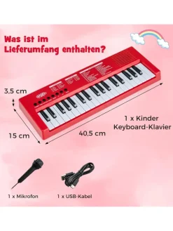 37 Tasten Keyboard Kinder ab 3 Jahren in Rot