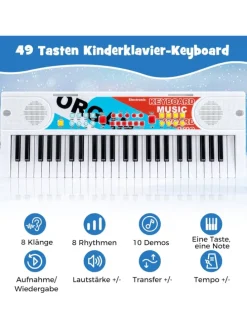 49 Tasten Keyboard Kinder ab 3 Jahren in Weiß