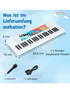 49 Tasten Keyboard Kinder ab 3 Jahren in Weiß