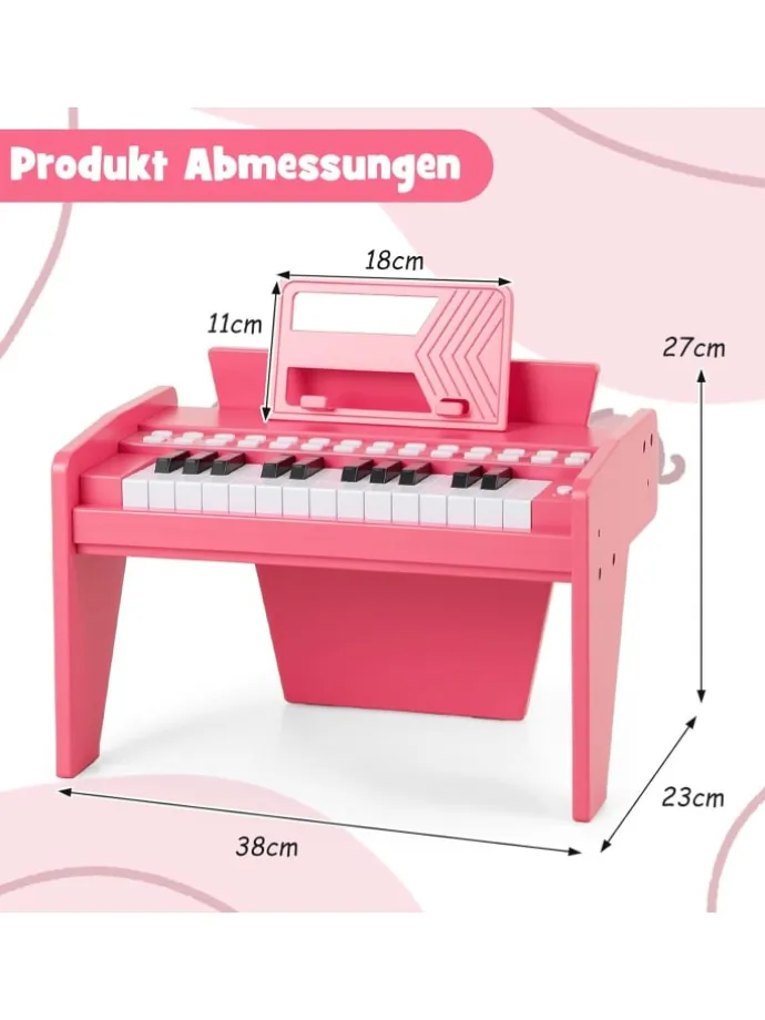25 Tasten Keyboard Kinder ab 3 Jahren in Rosa