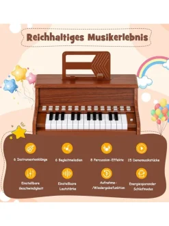 25 Tasten Keyboard Kinder ab 3 Jahren in Braun