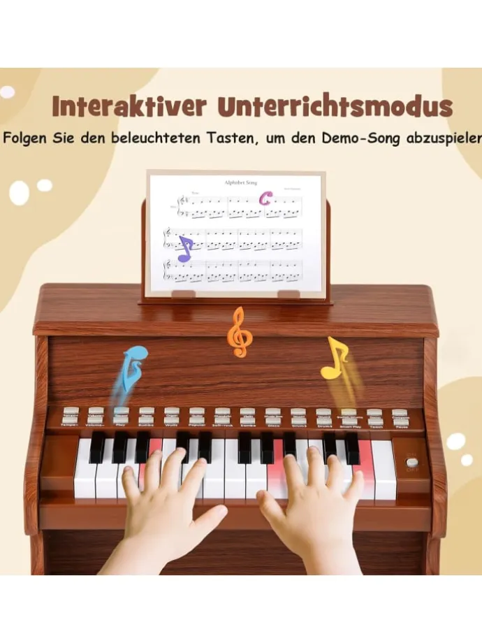 25 Tasten Keyboard Kinder ab 3 Jahren in Braun