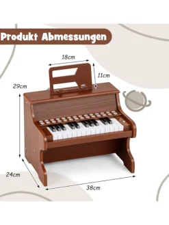 25 Tasten Keyboard Kinder ab 3 Jahren in Braun