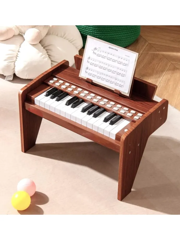 25 Tasten Keyboard Kinder ab 3 Jahren in Braun