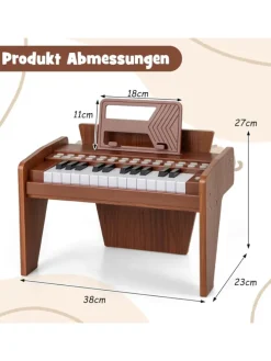 25 Tasten Keyboard Kinder ab 3 Jahren in Braun