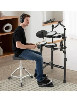 7 tlg. E-Drum Sets faltbar in Schwarz