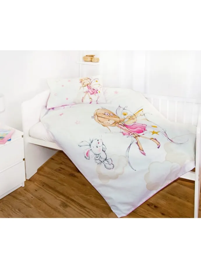 2 tlg. Flanell Bettwäsche 100x135cm Fee in Rosa/Weiß