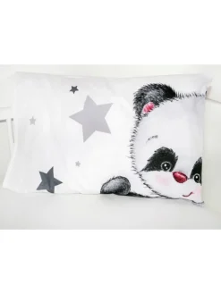 2 tlg. Flanell Bettwäsche 100x135cm Pandabär in Grau/Weiß