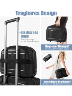 2 TLG. Gepäckset mit Kosmetikkoffer in Schwarz