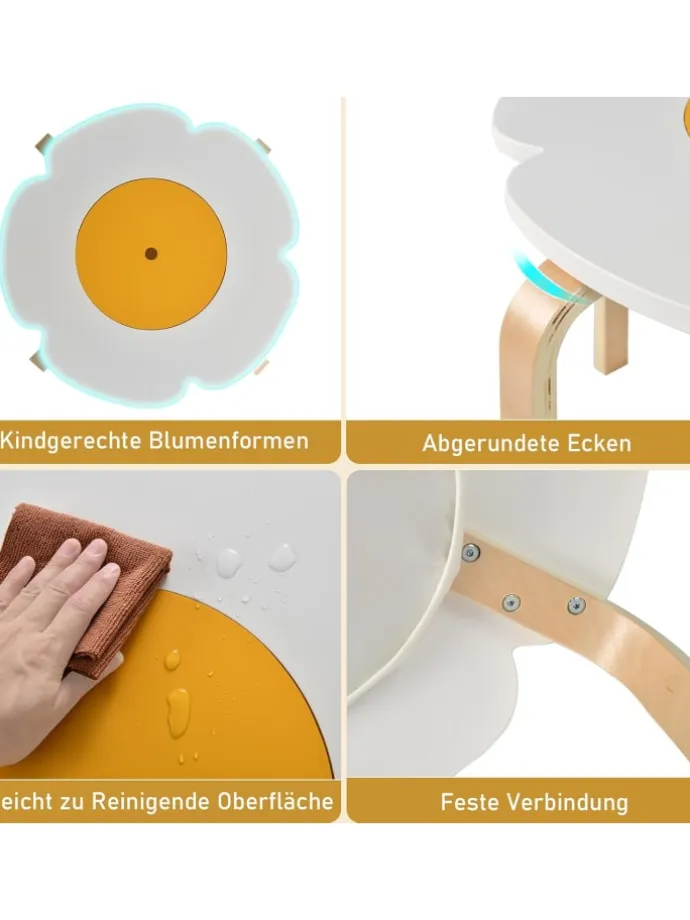 5 tlg. Kindertisch-Set mit 4 Stühlen in Bunt