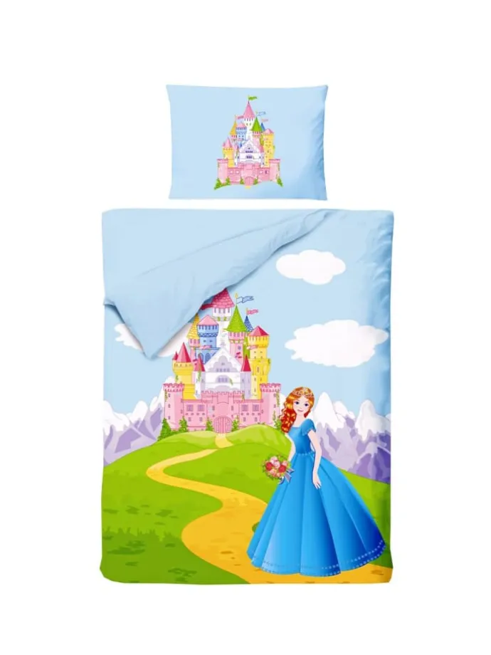 2 tlg. Renforcé Bettwäsche 100x135cm Prinzessin in Blau