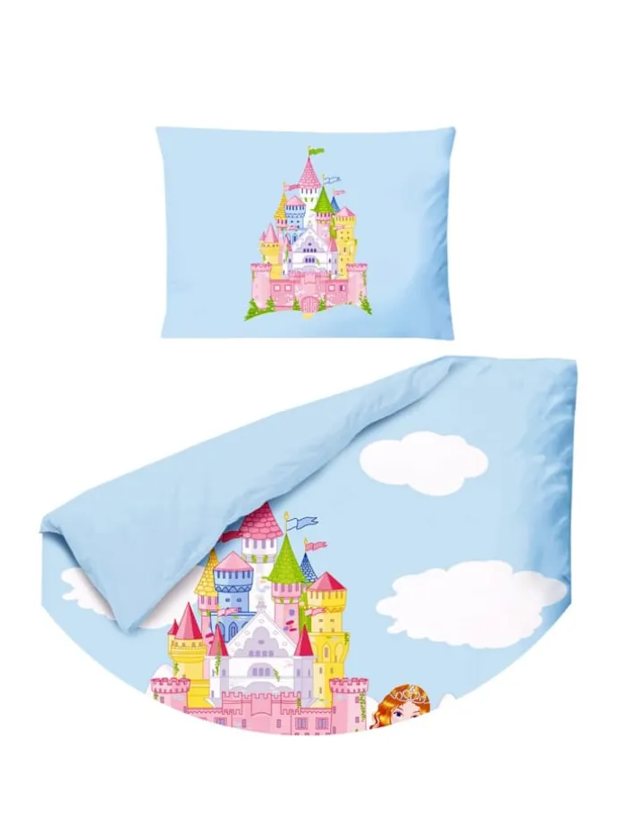 2 tlg. Renforcé Bettwäsche 100x135cm Prinzessin in Blau