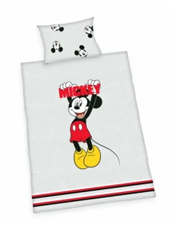 2 tlg. Renforcé Bettwäsche 100x135cm Disney Mickey Mouse in Grau