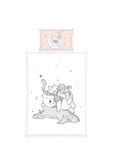 2 tlg. Renforcé Disney Bettwäsche 100x135cm Winnie Pooh in Rosa
