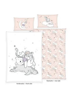 2 tlg. Renforcé Disney Bettwäsche 100x135cm Winnie Pooh in Rosa