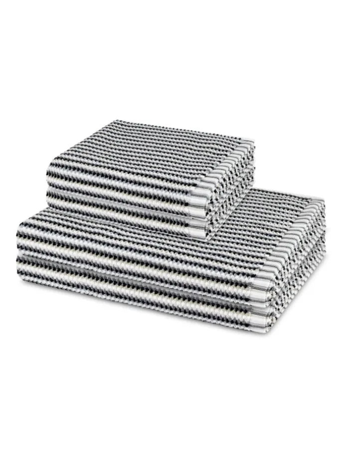 2 X Handtuch 2 X Duschtuch im Set Bliss in Grau / schwarz