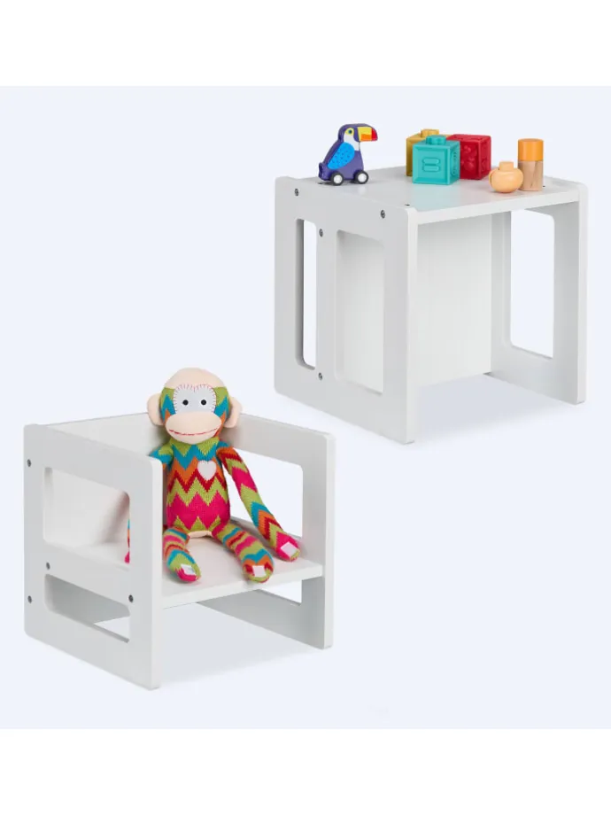 2 x Kindersitzhocker in Weiß - (B)30 x (H)30 x (T)30 cm