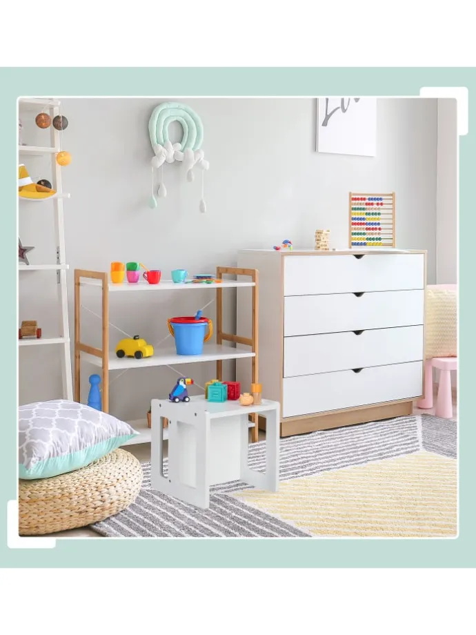 2 x Kindersitzhocker in Weiß - (B)30 x (H)30 x (T)30 cm