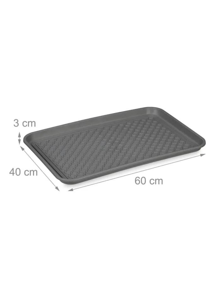 3 x Schuhabtropfschale in Grau - (B)60 x (H)3 x (T)40 cm
