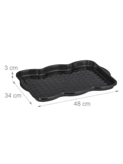 3 x Schuhabtropfschale in Schwarz - (B)48 x (H)3 x (T)34 cm