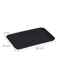 3 x Schuhabtropfschale in Schwarz - (B)60 x (H)3 x (T)40 cm