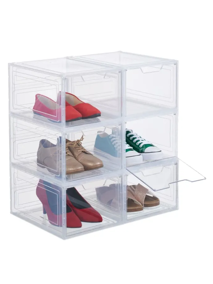 6 x Schuhboxen in Transparent - (B)25 x (H)18 x (T)34 cm