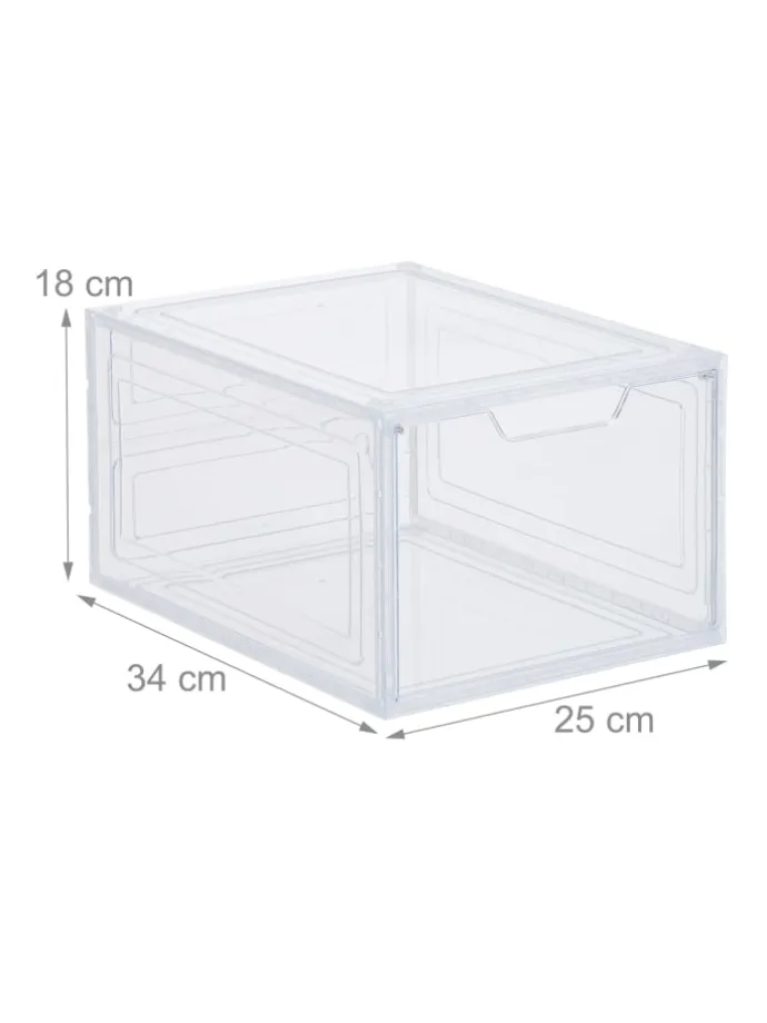 6 x Schuhboxen in Transparent - (B)25 x (H)18 x (T)34 cm