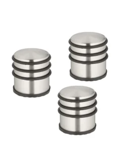 3 x Türstopper in Silber/ Schwarz - (H)7,5 x Ø 7 cm