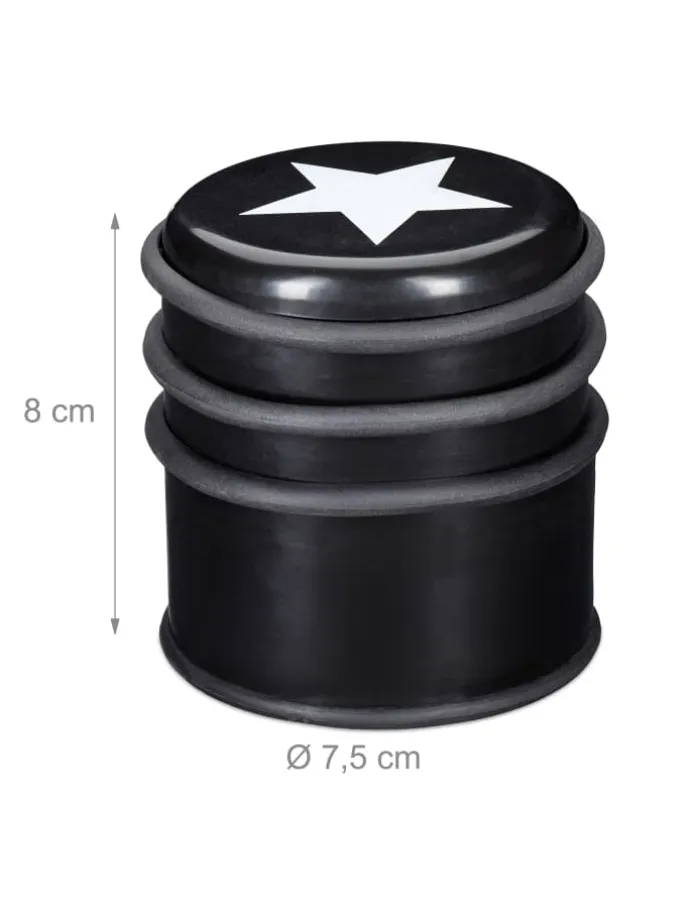 3 x Türstopper "Stern" in Schwarz/ Weiß - (H)8 x Ø7,5 cm