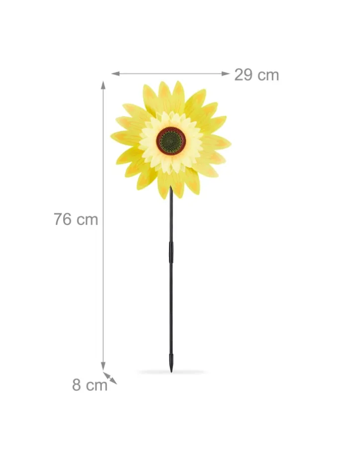 2 x Windrad "Sonnenblume" in Gelb - (B)29 x (H)76 x (T)8 cm