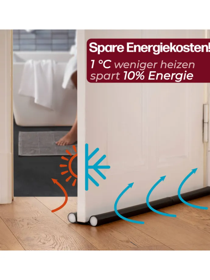 2 Zugluftstopper für Türen bis zu 90cm - Doppelseitiger Schutz -