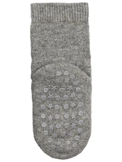 ABS Socken Wolle uni in grau mel.