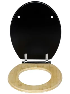 Absenkautomatik-WC-Sitz "Bambusa" in Schwarz/ Hellbraun