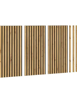 Akustikpaneel 3er Set  (B/H/T: 40x80x2 cm) in anthrazit und Eiche Nachbildung