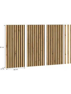 Akustikpaneel 3er Set  (B/H/T: 40x80x2 cm) in anthrazit und Eiche Nachbildung
