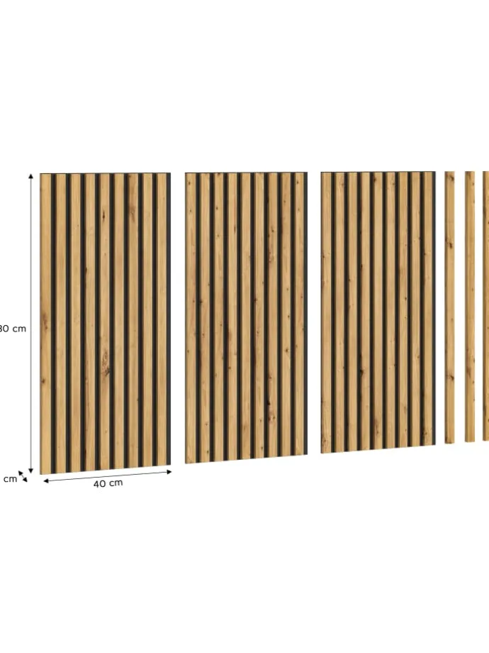 Akustikpaneel 3er Set (B/H/T: 40x80x2 cm) in anthrazit und Eiche Nachbildung