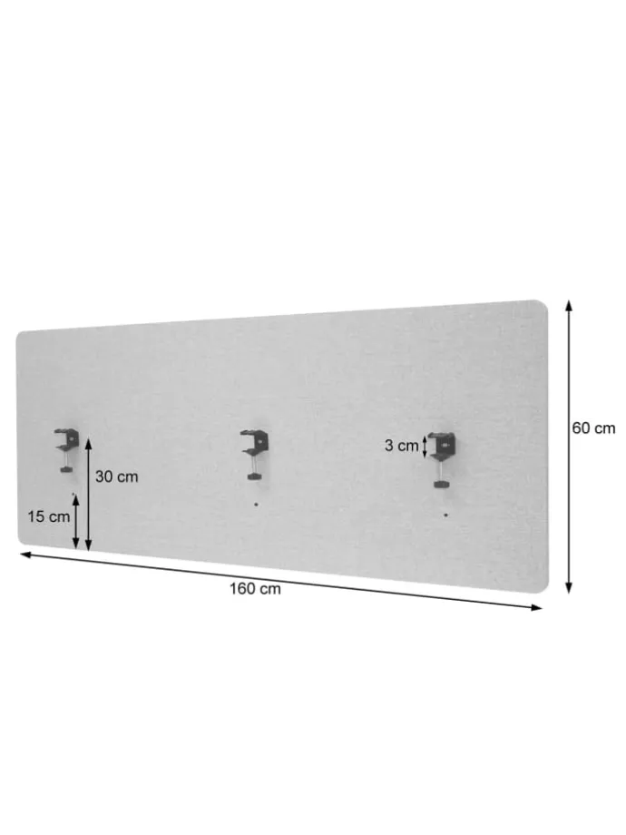 Akustik-Tischtrennwand G75, 60x160cm braun-grau
