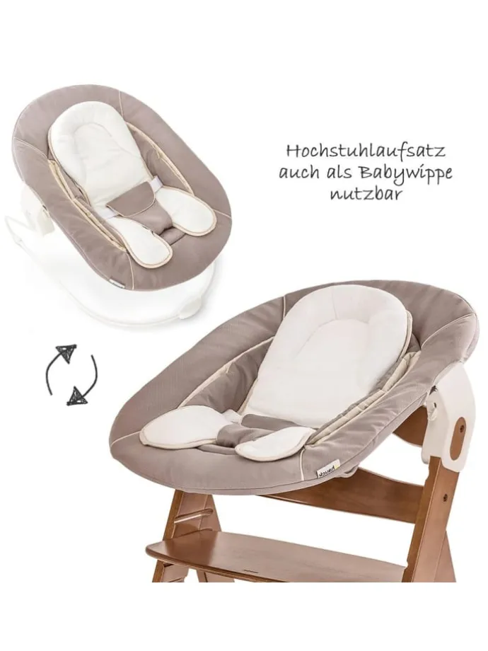 Alpha Plus Walnut Newborn Set - 4-tlg. Hochstuhl in braun,beige
