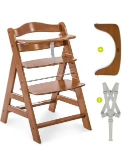 Alpha Plus Walnut Newborn Set - 4-tlg. Hochstuhl in braun,beige
