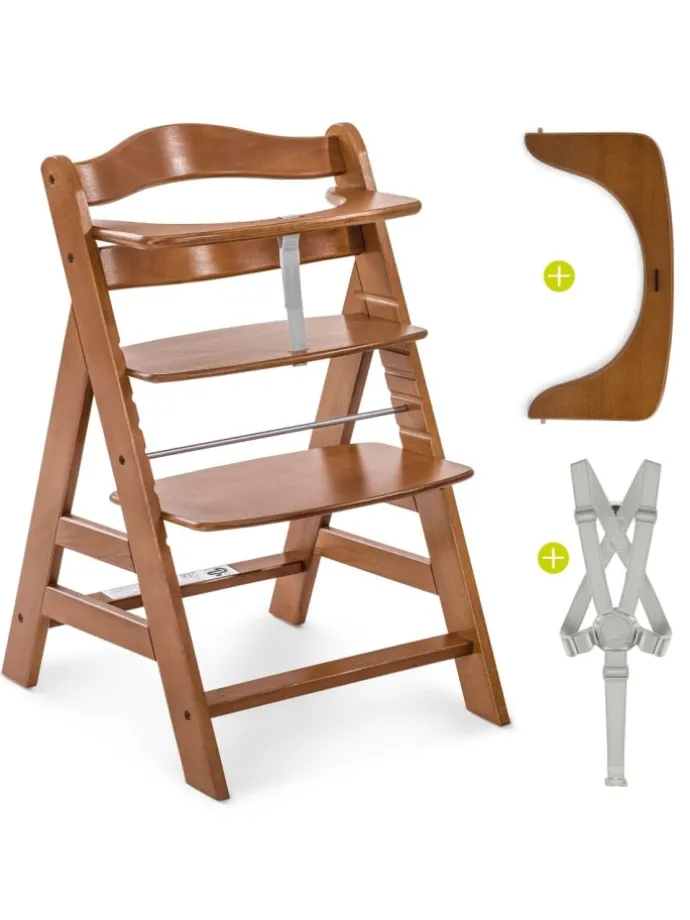 Alpha Plus Walnut Newborn Set - 4-tlg. Hochstuhl in braun,beige