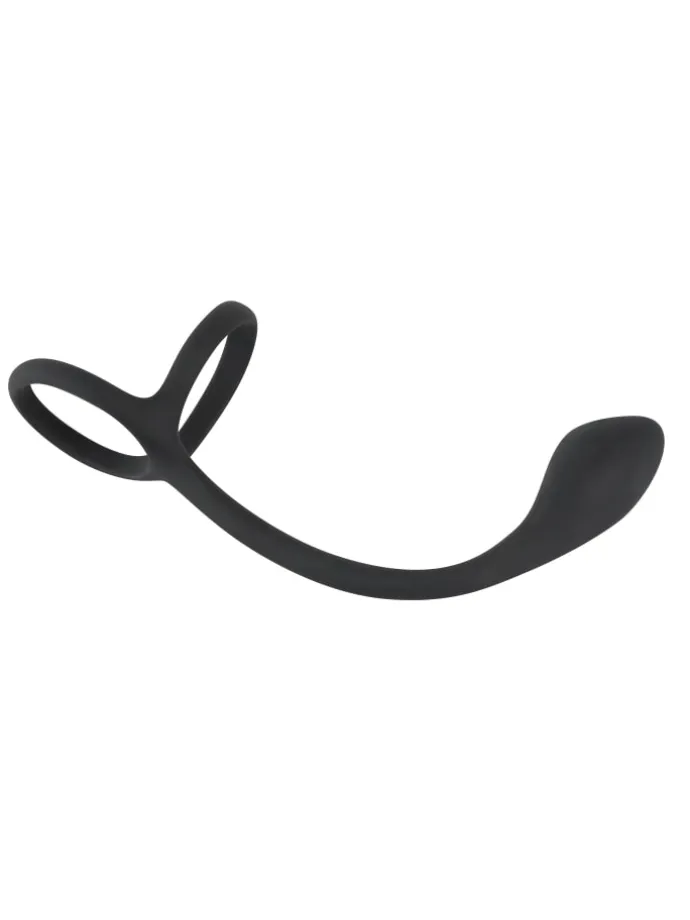 Analplug mit Penisring Cock & ball ring with butt plug in schwarz