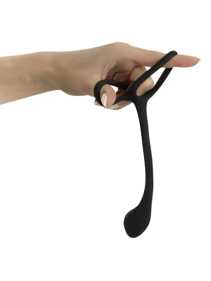 Analplug mit Penisring Cock & ball ring with butt plug in schwarz