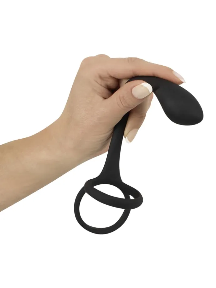 Analplug mit Penisring Cock & ball ring with butt plug in schwarz