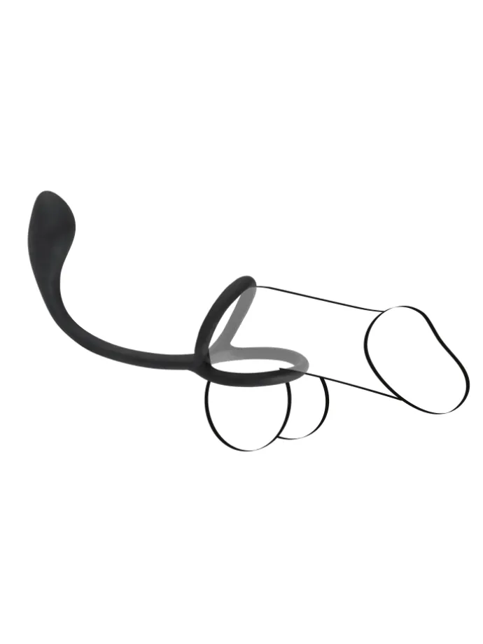 Analplug mit Penisring Cock & ball ring with butt plug in schwarz