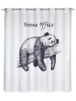 Anti-Schimmel-Duschvorhang "Home Office" in Weiß/ Schwarz - (L)200 x (B)180 cm